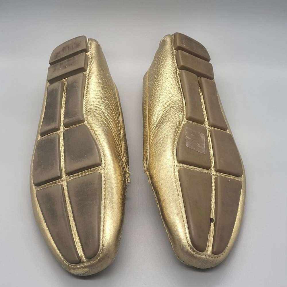 Prada Gold leather Logo driving loafers authentic - Picture 6 of 10
